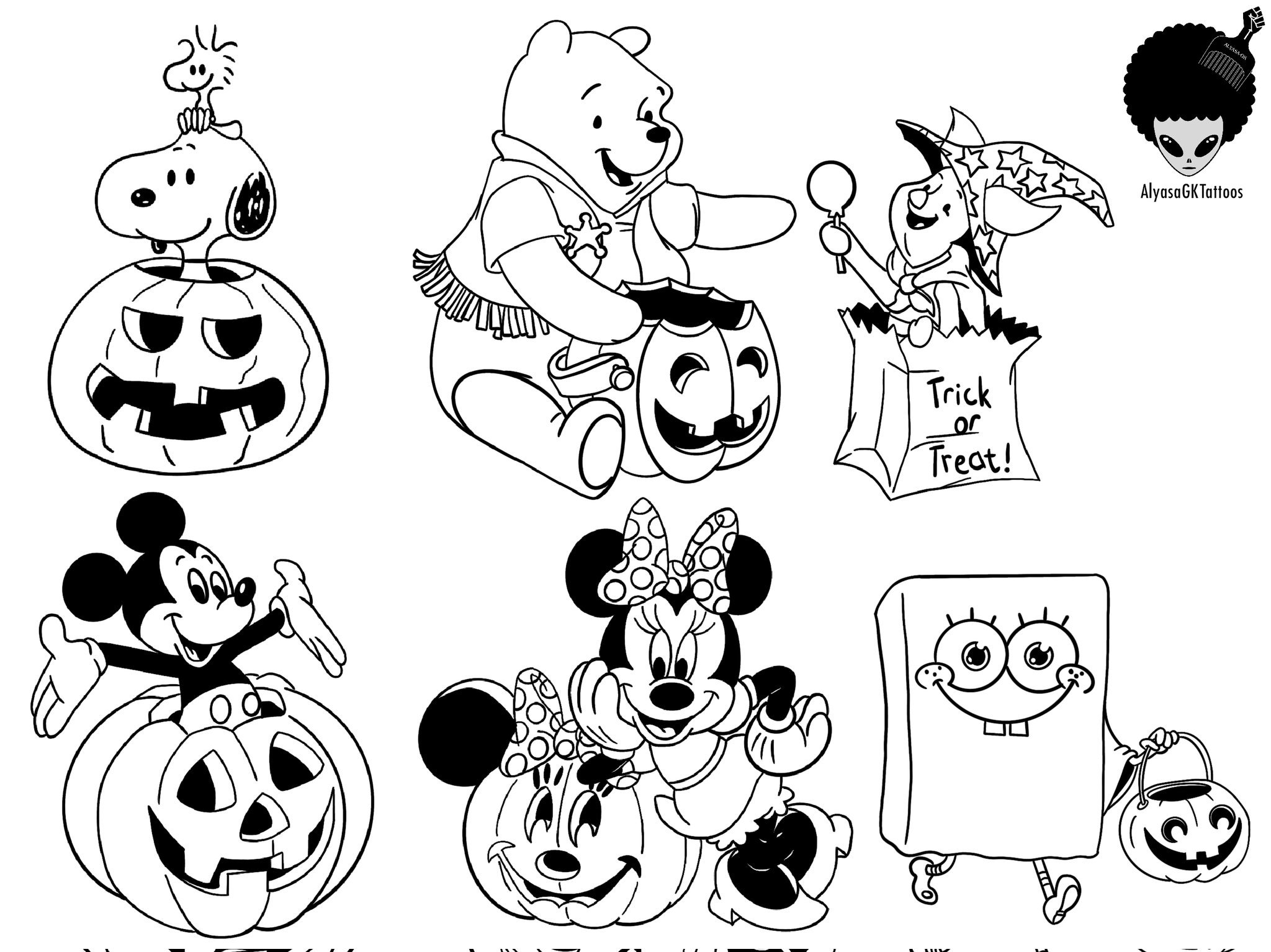 Disney series Halloween flash tattoo