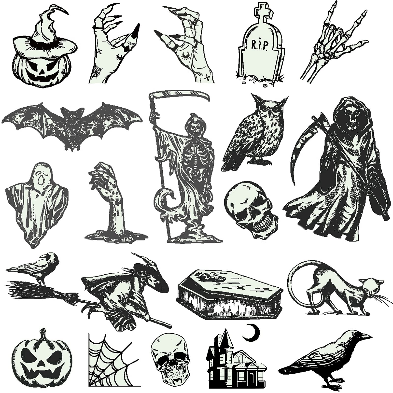 Gothic Halloween flash tattoo